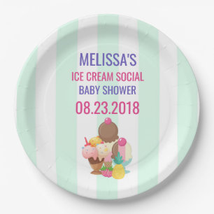 Ice Cream Social Baby Shower Event Paper Plate