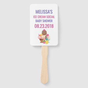 Ice Cream Social Baby Shower Hand Fan