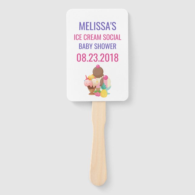Ice Cream Social Baby Shower Hand Fan (Front)