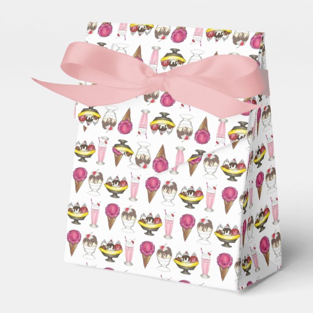 Ice Cream Social Banana Split Sundae Cone Shake Favour Box (Front Side)