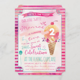 Ice Cream Social Birthday Party Invitations