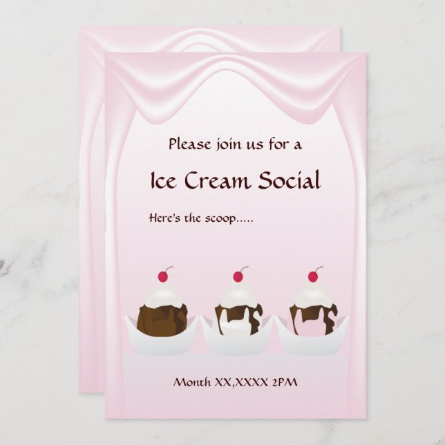 Ice Cream Social Custom Invitation (Front/Back)