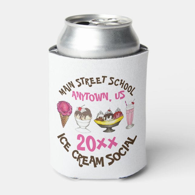 Ice Cream Social Favour Banana Split Sundae Cone Can Cooler (Can Front)