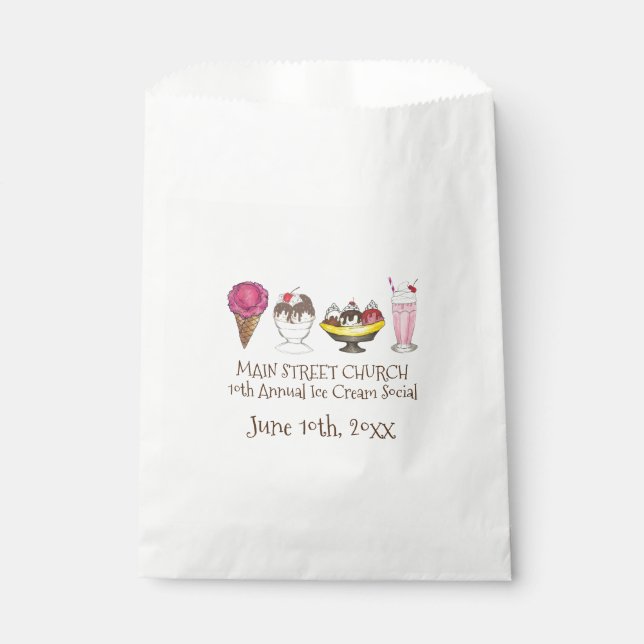 Ice Cream Social Favour Banana Split Sundae Cone Favour Bags (Front)