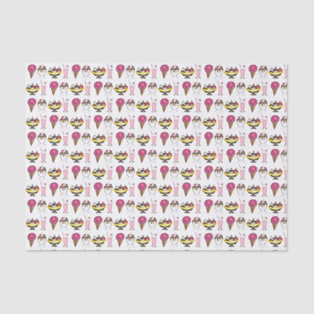 Ice Cream Social Favour Banana Split Sundae Cone Tissue Paper (Front)