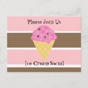 Ice Cream Social Invitation Postcard