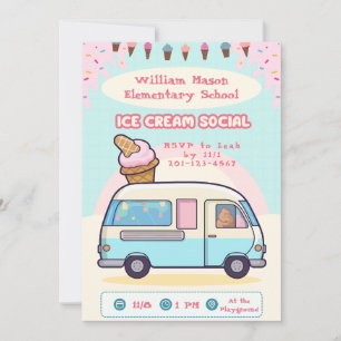 Ice Cream Social Invitation with Ice Cream Truck