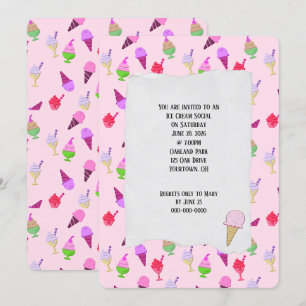 Ice Cream Social Party cones Invitation