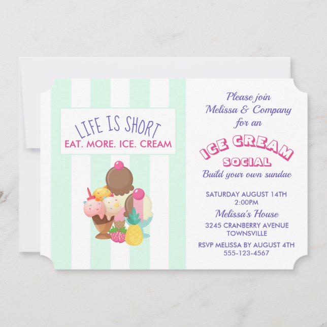 Ice Cream Social Party Event Invite (Front)