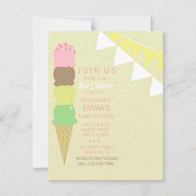 Ice Cream Social Party Invitation (Front)