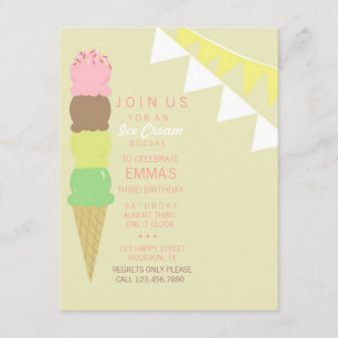 Ice Cream Social Party Invitation