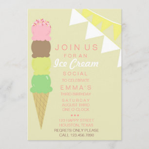 Ice Cream Social Party Invitation