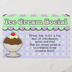 Ice Cream Social, Purple/Green Stripe Sundae Flyer