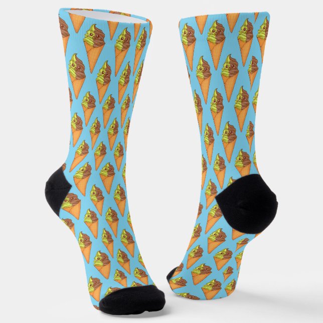 Ice Cream Soft Serve Matcha Green Tea Dessert Socks (Angled)