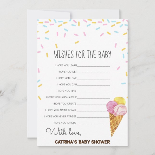 Ice Cream Sprinkle Baby Shower -Editable Name, 5x7 Invitation (Front)