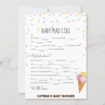 Ice Cream Sprinkle Baby Shower -Editable Name, 5x7