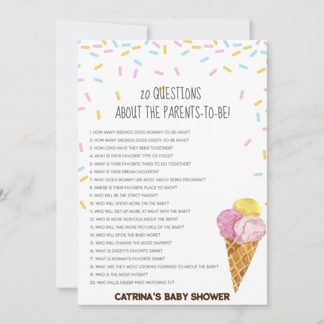 Ice Cream Sprinkle Baby Shower -Editable Name, 5x7 Invitation (Front)