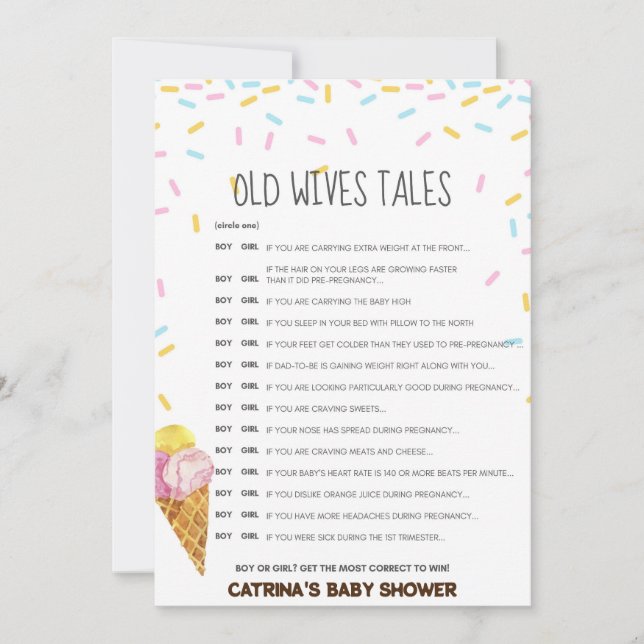 Ice Cream Sprinkle Baby Shower -Editable Name, 5x7 Invitation (Front)