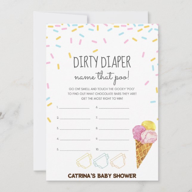 Ice Cream Sprinkle Baby Shower -Editable Name, 5x7 Invitation (Front)