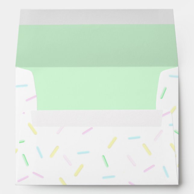 Ice Cream Sprinkle Green Inside Party Envelopes (Back (Bottom))