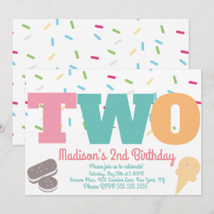 Ice Cream Sprinkles Pastel Girls Birthday Party Invitation