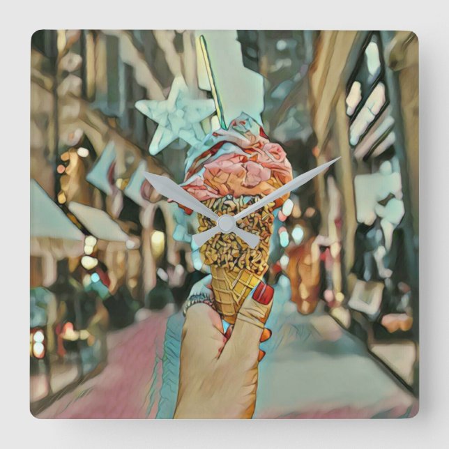 Ice cream sprinkles square wall clock (Front)