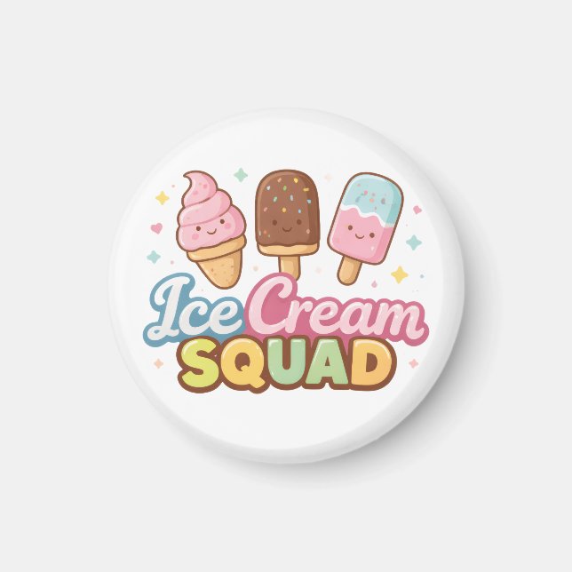 Ice Cream Squad Cute Cartoon Popsicle Magnet (Front)