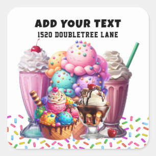 ICE CREAM  SQUARE STICKER