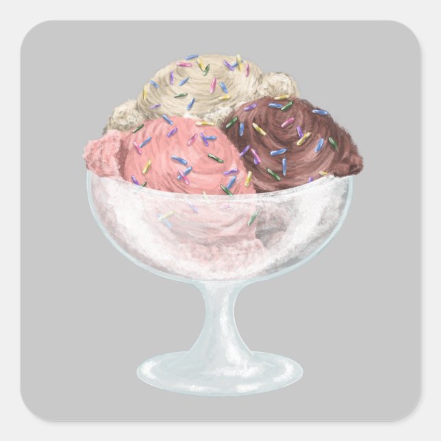 Ice Cream Square Sticker (Front)