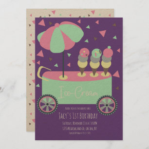 Ice Cream Stand Confetti Birthday Party Purple