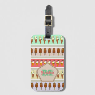 Ice Cream Stripes Personalised Luggage Tag