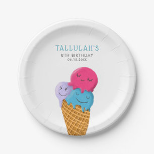Ice Cream Summer Birthday Party Paper Plate
