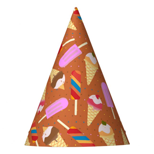 Ice cream summer pattern Birthday Party Hat (Front)