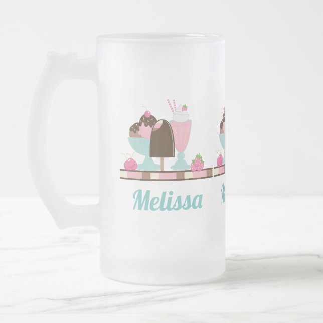 Ice Cream Sundae and Other DeliciousTreats Frosted Glass Beer Mug (Left)