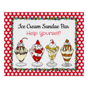 Ice Cream Sundae Bar Baby Shower or Wedding Poster