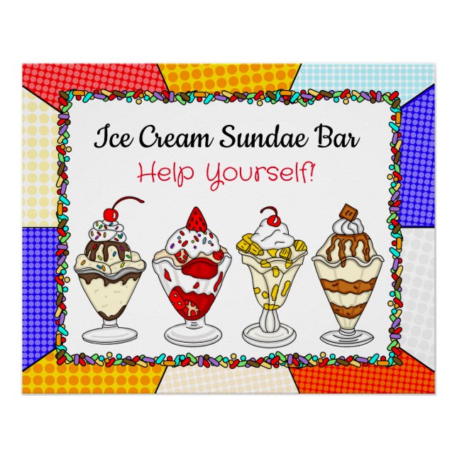 Ice Cream Sundae Bar Baby Shower or Wedding Poster (Front)