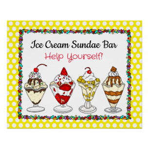 Ice Cream Sundae Bar Baby Shower or Wedding Poster