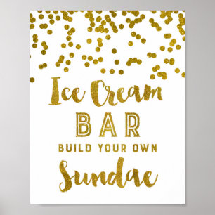 Ice Cream Sundae Bar Sign Gold Confetti