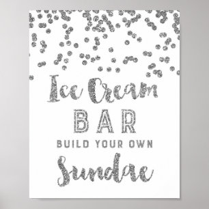 Ice Cream Sundae Bar Sign Silver Confetti