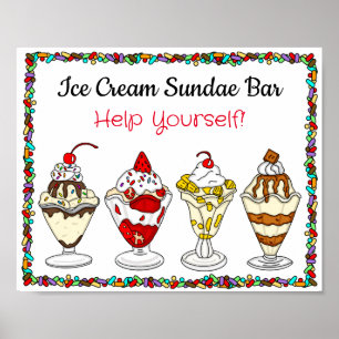 Ice Cream Sundae Bar   Wedding or Baby Shower Sign