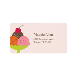 Ice Cream Sundae Birthday Address Label (Pink)