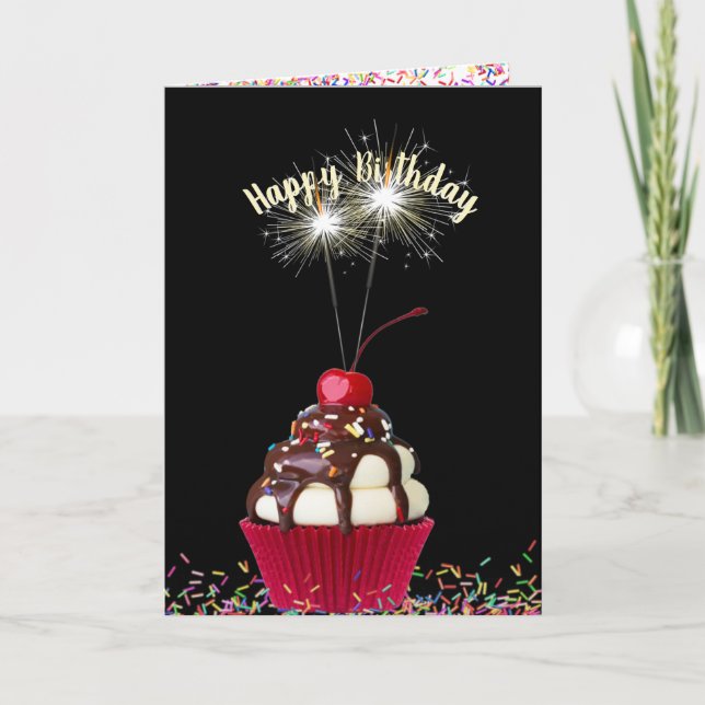 Ice cream sundae birthday card (Front)