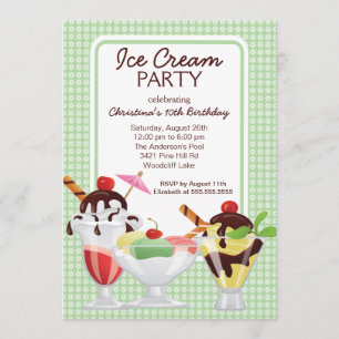 Ice Cream Sundae Birthday Party Invitation