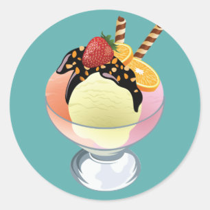 Ice Cream Sundae Classic Round Sticker