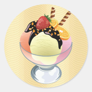 Ice Cream Sundae Classic Round Sticker