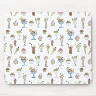 Ice Cream Sundae Collage Cute Pattern Mouse Mat