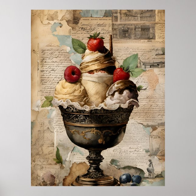 Ice cream Sundae Collage  Poster (Front)