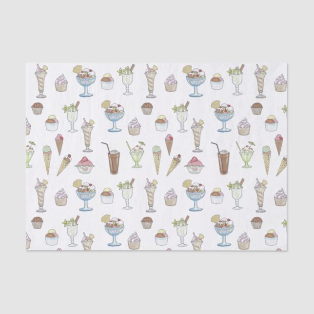 Ice Cream Sundae Collage Tissue Paper (Front)