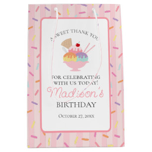 Ice Cream Sundae Heres the Scoop Birthday Favors Medium Gift Bag