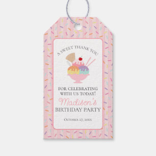 Ice Cream Sundae Heres the Scoop Birthday Favour Gift Tags